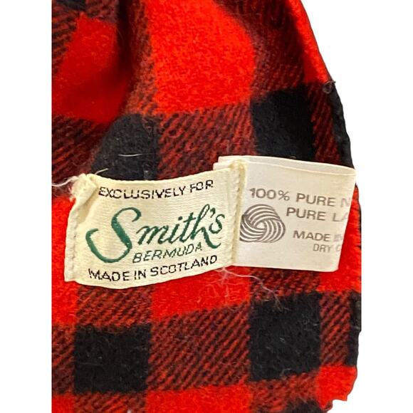 Vtg Smith's Bermuda Scarf 100% Pure New Wool Made in Scotland Buffalo Check - Picture 4 of 4